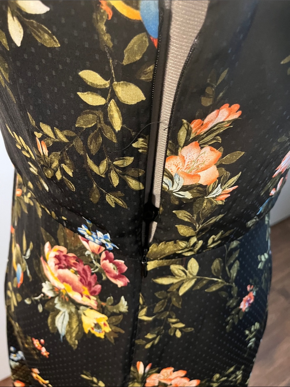H&M Black Floral Midi Dress with Multicolor Blooms - Picture 6 of 9